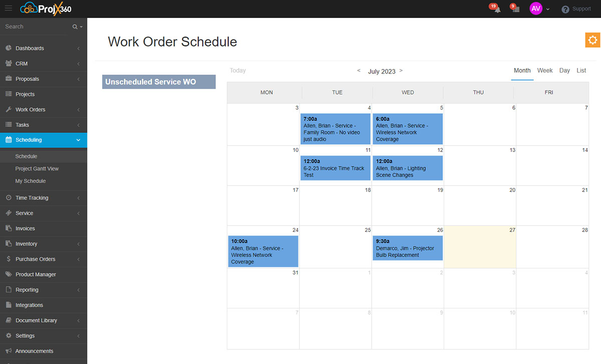 Keep track of the equipment you have in for service - ProjX360