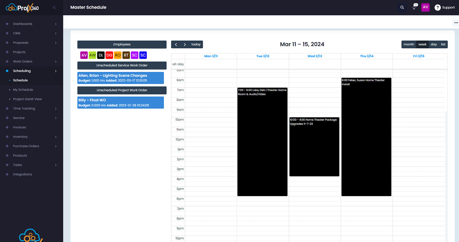 Schedule Week View