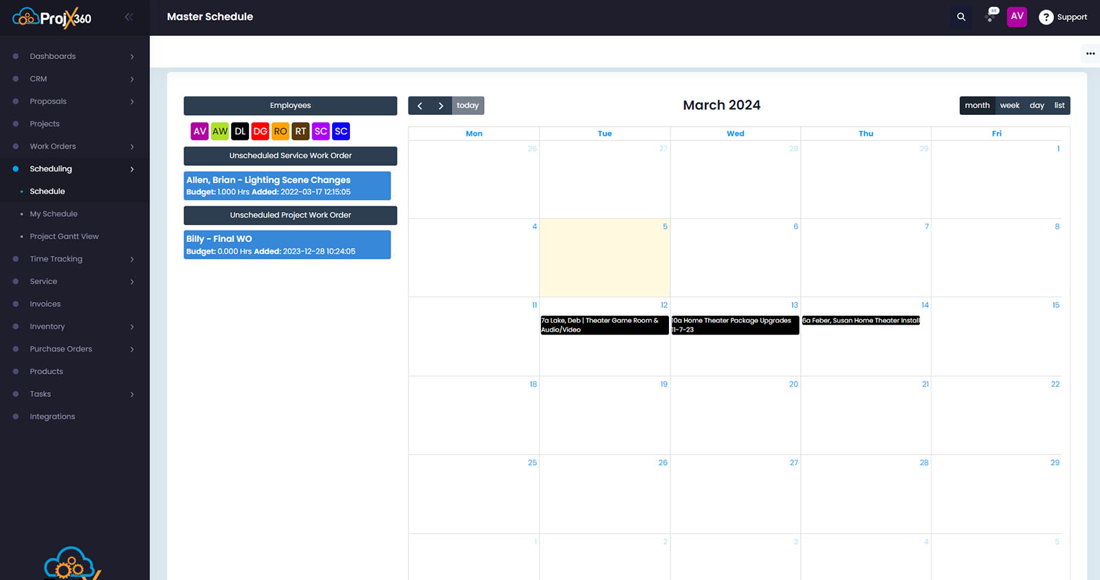 Scheduling Month View