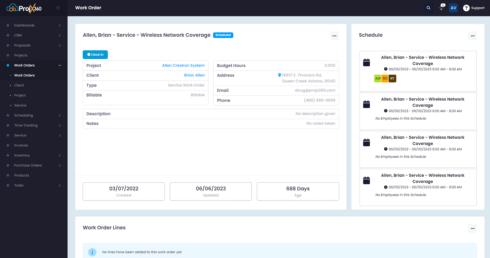Create Project or Service Work Orders - ProjX360
